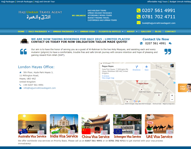 Hajj Umrah Travel Agent Website